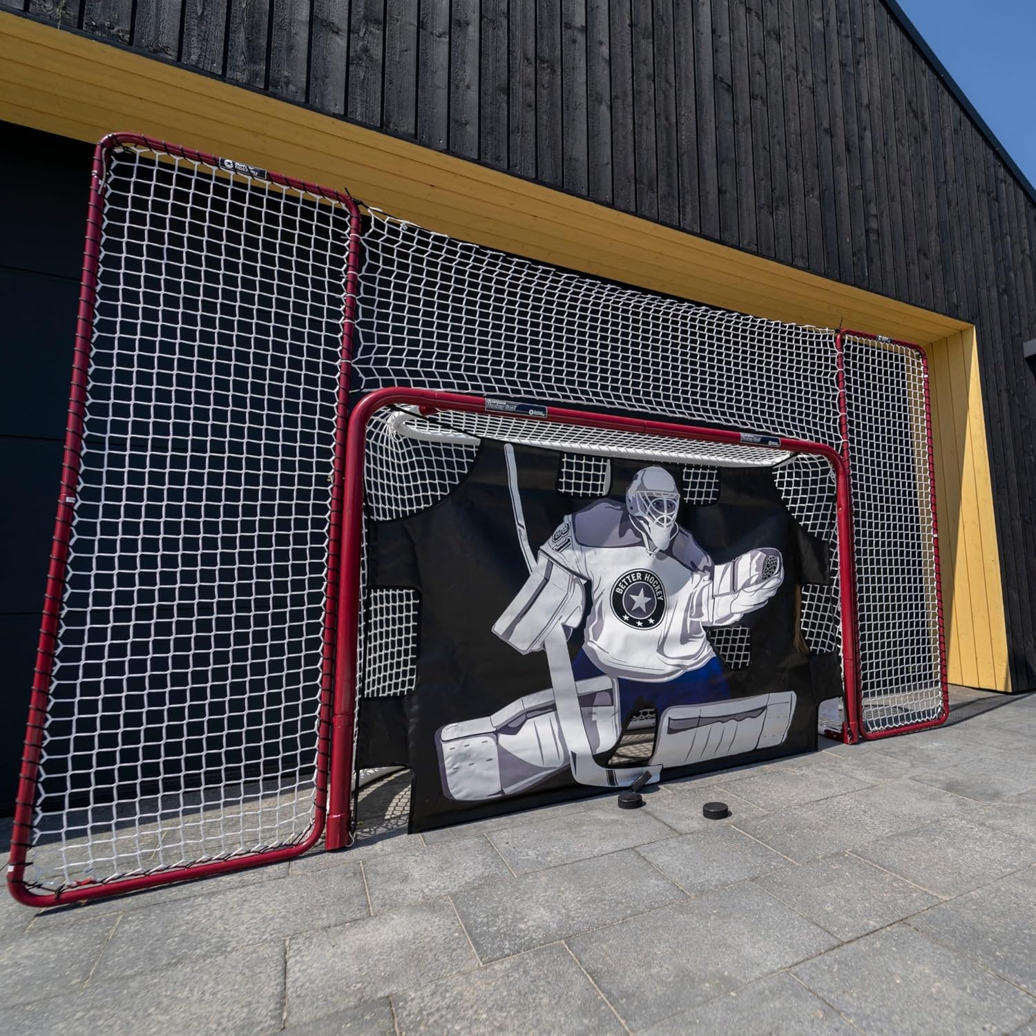 Better Hockey Extreme Pro Goalie Training Aid with 10 Target Holes - Weatherproof Nylon, Fits Full-Size Goals, 6 x 4 Feet