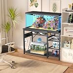 GRLEAF 55-75 Porte-aquarium Gallon: 1000LB Capacité, sorties de courant intégrées, 3-Tier Étagères pour le stockage d'accessoires de réservoir de poisson, en acier résistant/hybride de bois pour le poisson & Réservoirs de reptiles Excluse la citerne