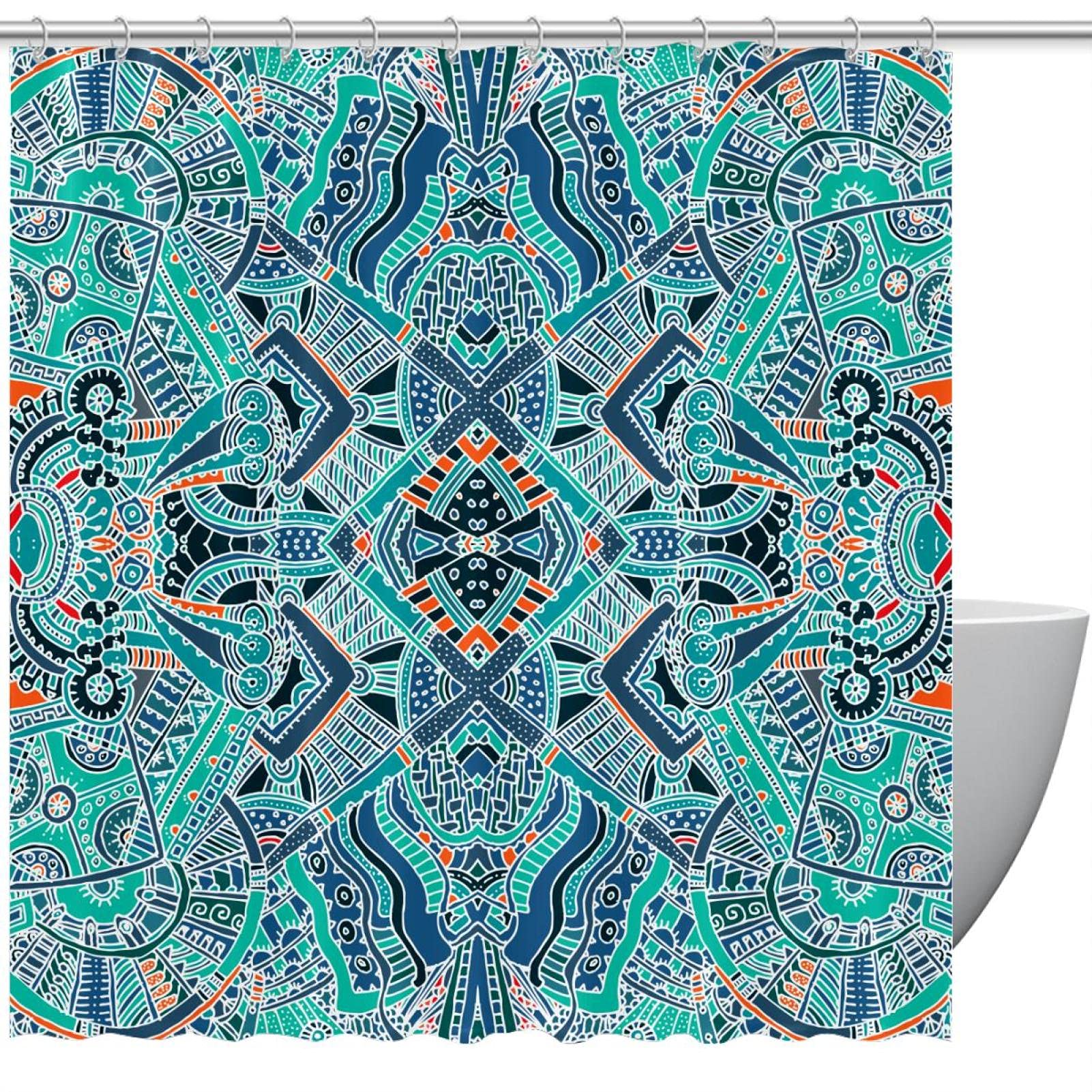 Rideau de douche Mandala anti-moisissure pour garder les sols de salle de bain propres et secs