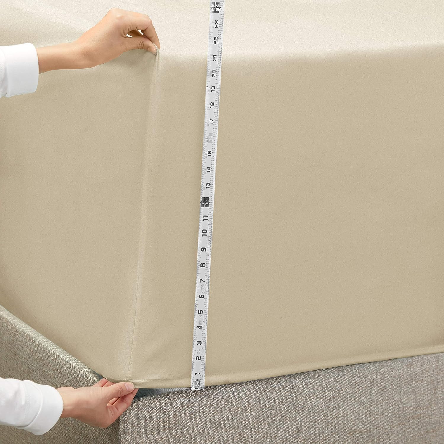 Empyrean Extra Deep Pocket Queen Fitted Sheet, 24" Deep Pocket Queen Sheet with Bonus 2 Pillowcases, 3 PC Fitted Sheet Queen Size, Queen Sheets Deep Pocket with 4 Corner Elastic Strap, Cream Beige