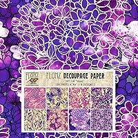 Vista 2 de Decoupage - Paquete de papel (24 hojas de 6 x 6 pulgadas) Floral Paradise in Blue # Papel de patrón de estilo vintage para decoupage, manualidades