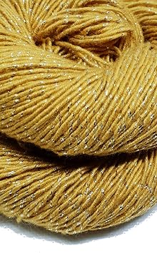 KNITSILK Mulberry Silk Yarn Sparkle & Shine Iridescent Silk - 50g - Knit, Crochet, Weave - Baby Yarn - Mustard