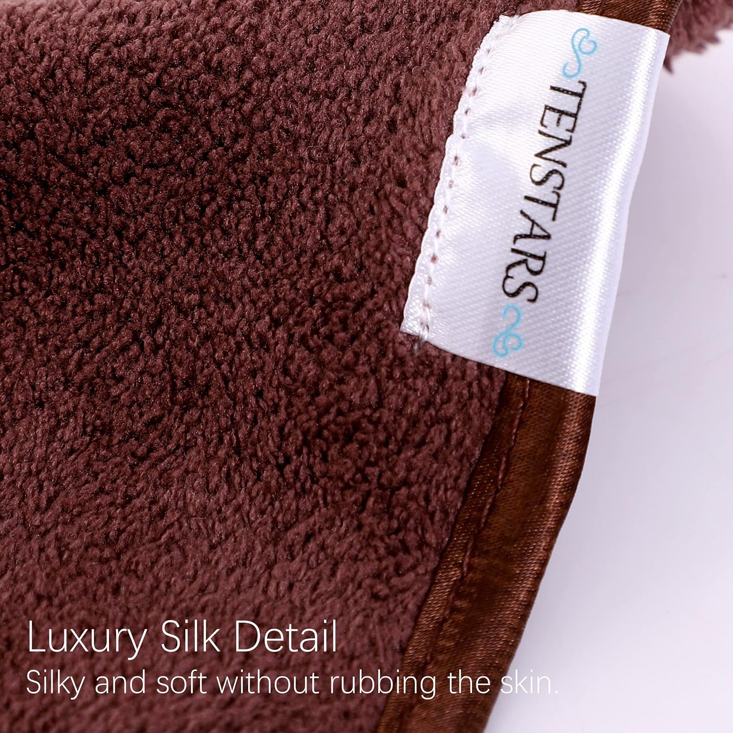 TENSTARS Luxury Silk Hemming 15-Pack Face Towel Set - Soft Coral Fleece Microfiber Makeup Washcloths for Face, Eye, Lips (8x8, Aqua Green+Wood Brown+Teal)