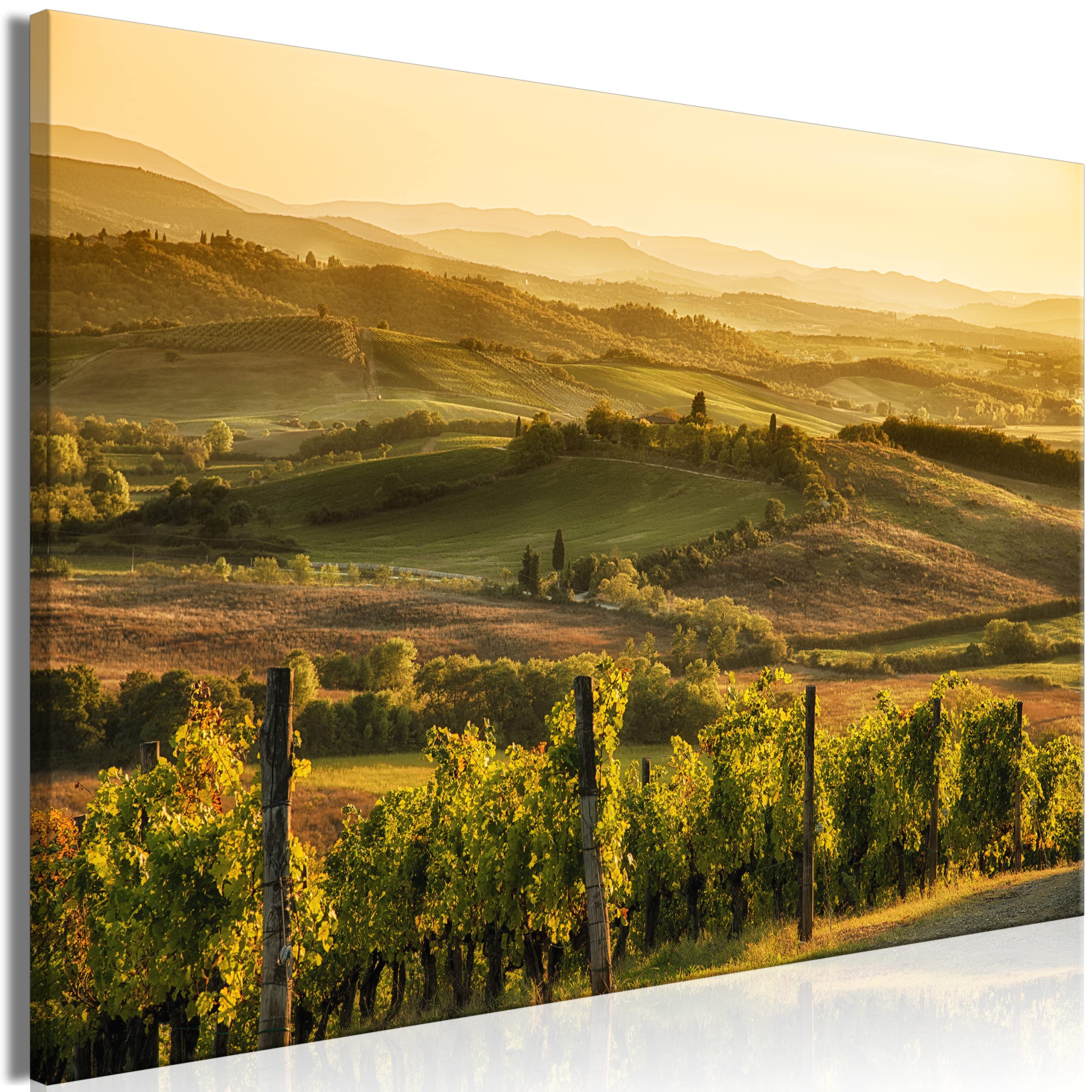 artgeist Acoustic Canvas Wall Art Print Landscape 35x24 in - 1pcs Picture with Acoustic Foam Sound Print Artwork Room Acoustics Soundproofing - Tuscany Green Nature Italy c-B-0666-b-a