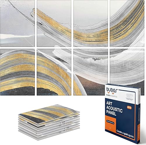 BUBOS Paneles acústicos artísticos resistentes al sonido para pared, decorativos, autoadhesivos, para techo, oficina en casa, paquete de 8 paneles