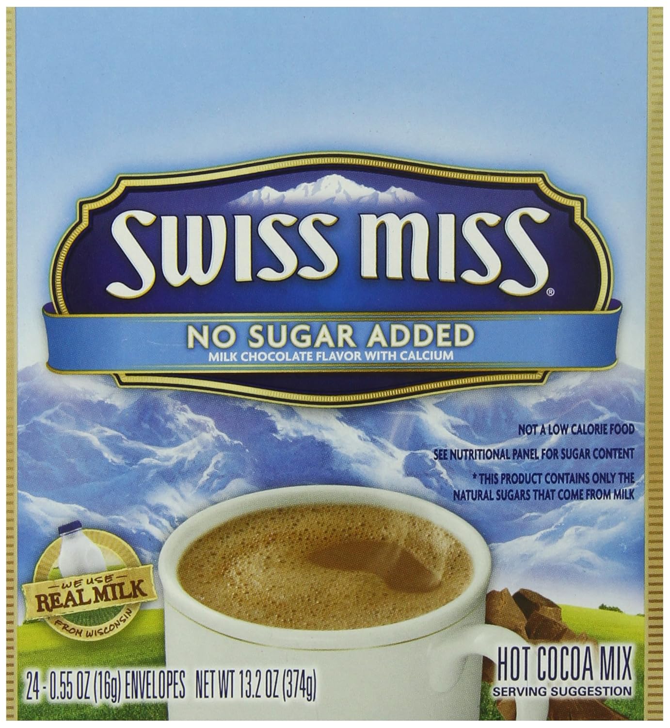 Swiss Miss Hot Cocoa Mix No Sugar Added, Milk Chocolate, 13.2 Ounce