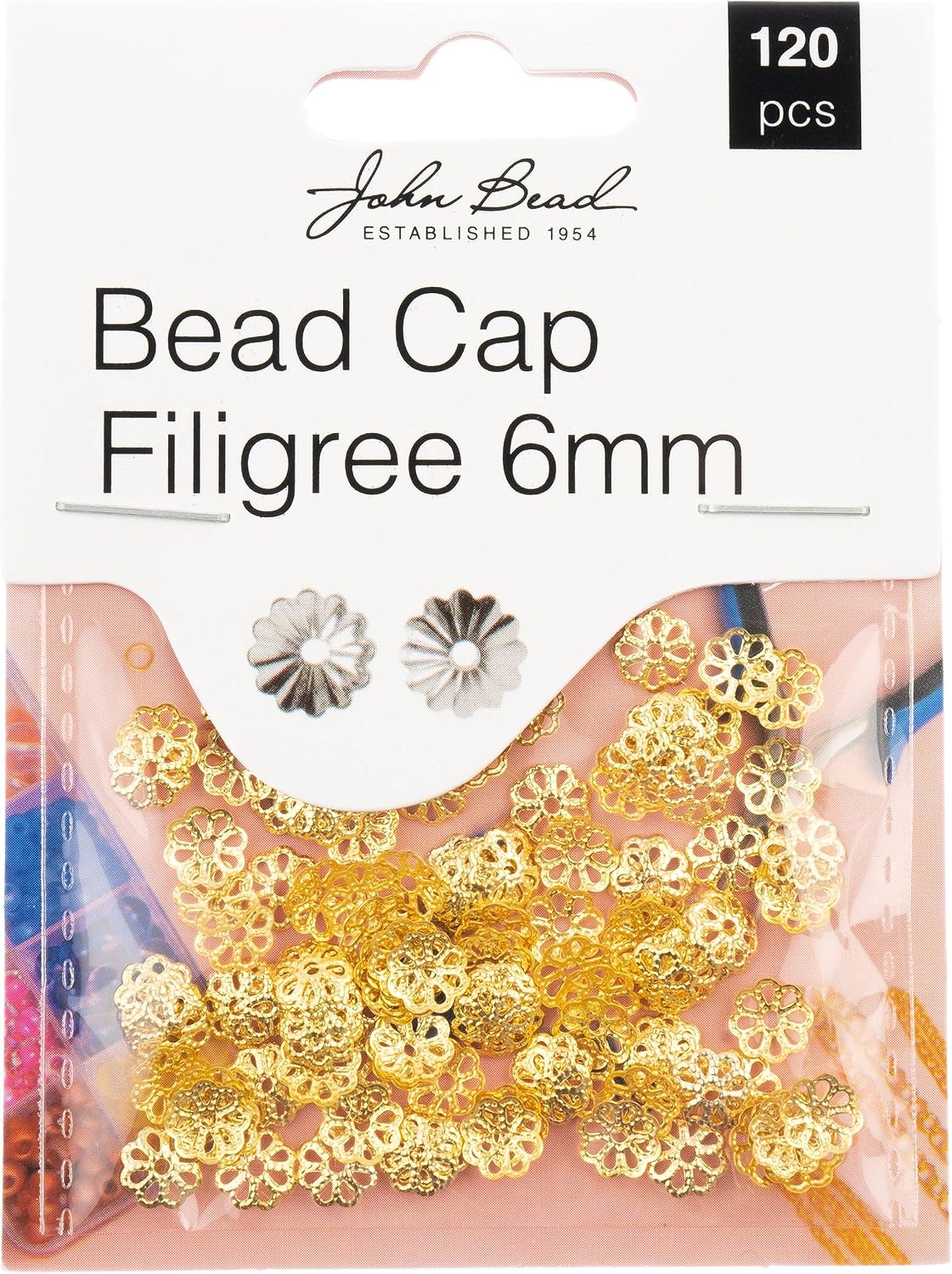 120pcs John Bead Must Have Findings 6mm Gold Metal Bead Cap Filigree for Jewelry Making Crafts DIY