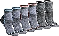 Eddie Bauer Women's Dura Dri Moisture-Wicking Quarter Socks 6-Pack - Cushioned, Breathable Athletic Comfort