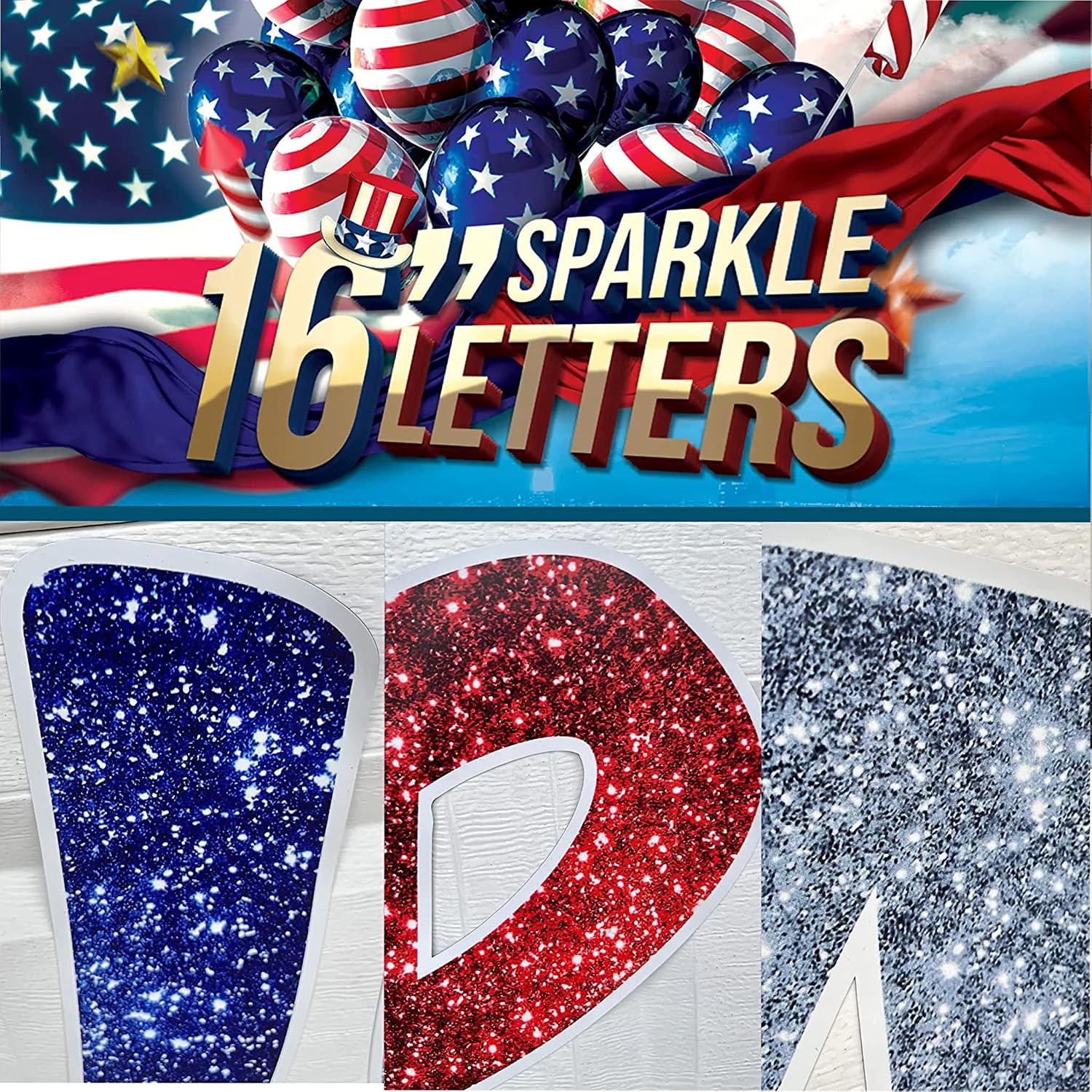 Jumbo 16-Inch Letters God Bless America Magnets, VictoryStore Patriotic Garage Magnets 23 Pieces, Indoor or Outdoor Thick Magnets, Garage Door Decals
