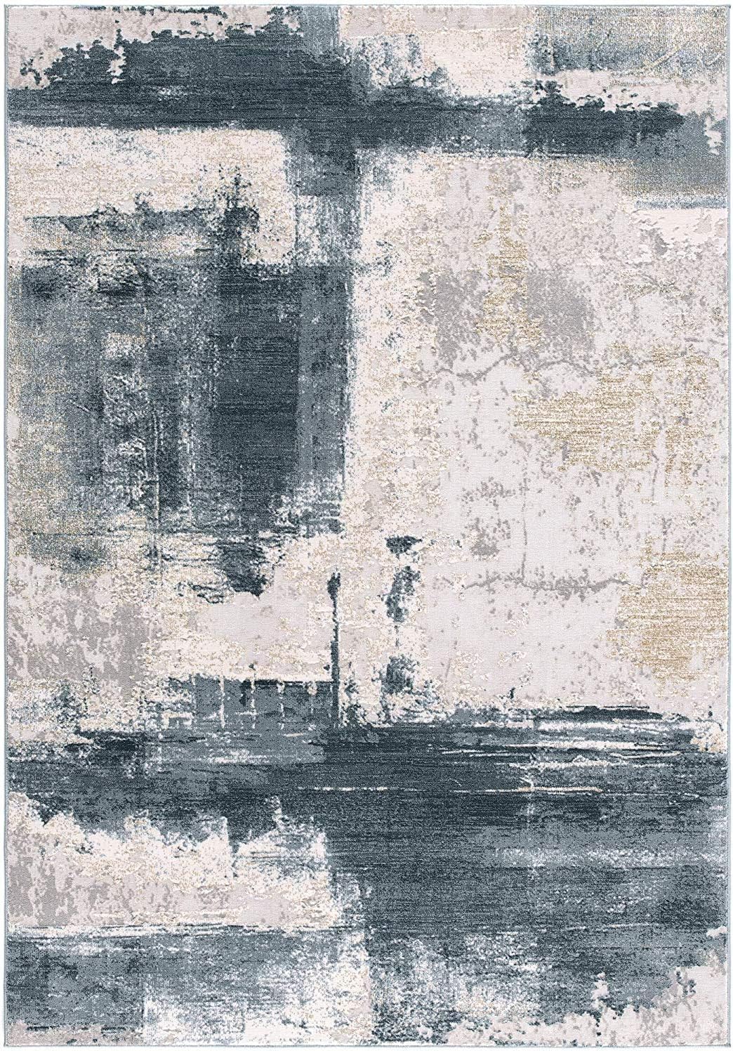 RUG BRANCH Silvia Contemporary Scandinavian Blue Beige Indoor Area Rug for Living Room, Bedroom, Dining Room, and Kitchen - 9' x 12' (9' X 12'3")