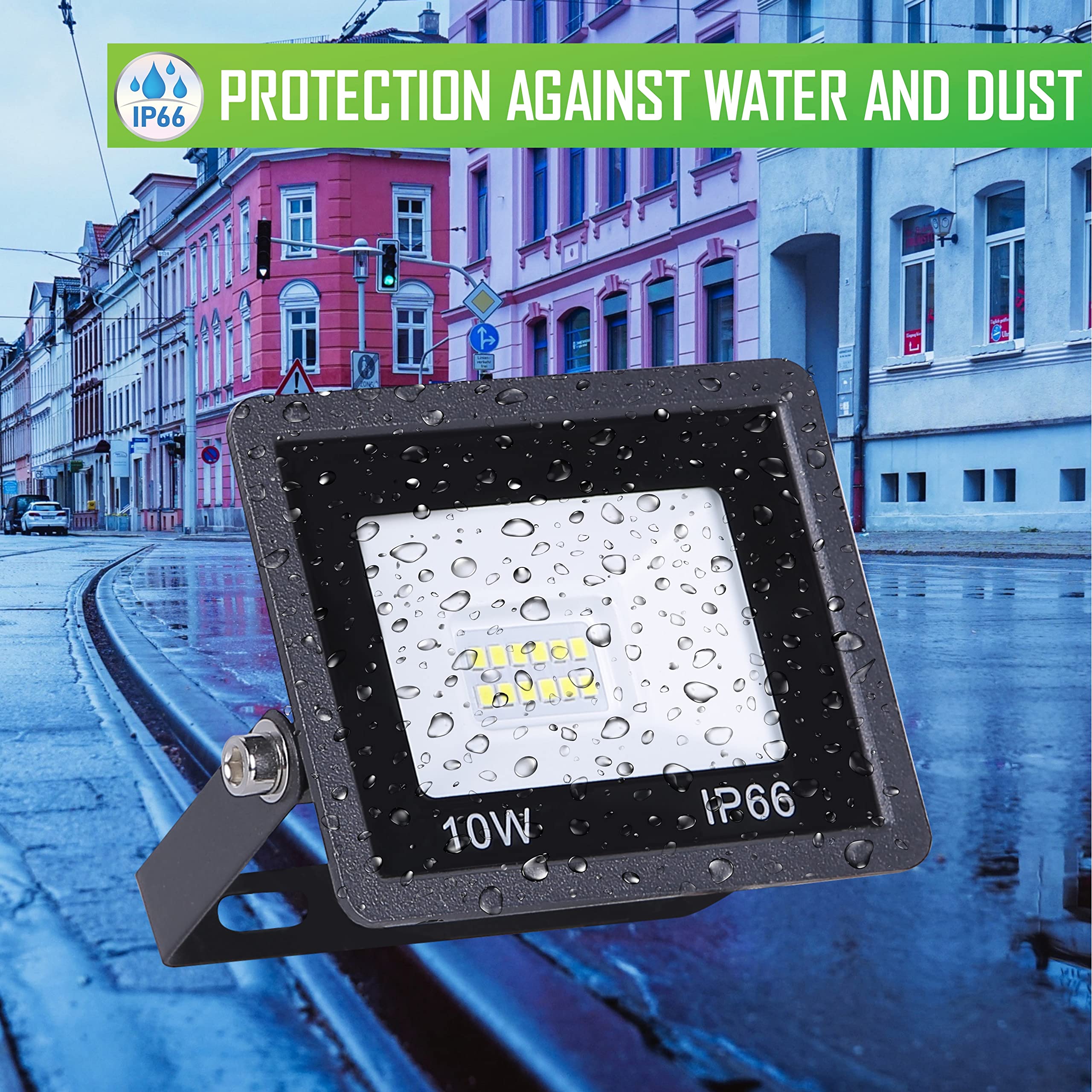CLAR – Proyector LED exterior de 10 W, foco LED 3000 K, iluminación IP65 para jardín, terraza o fachada (pack 5)