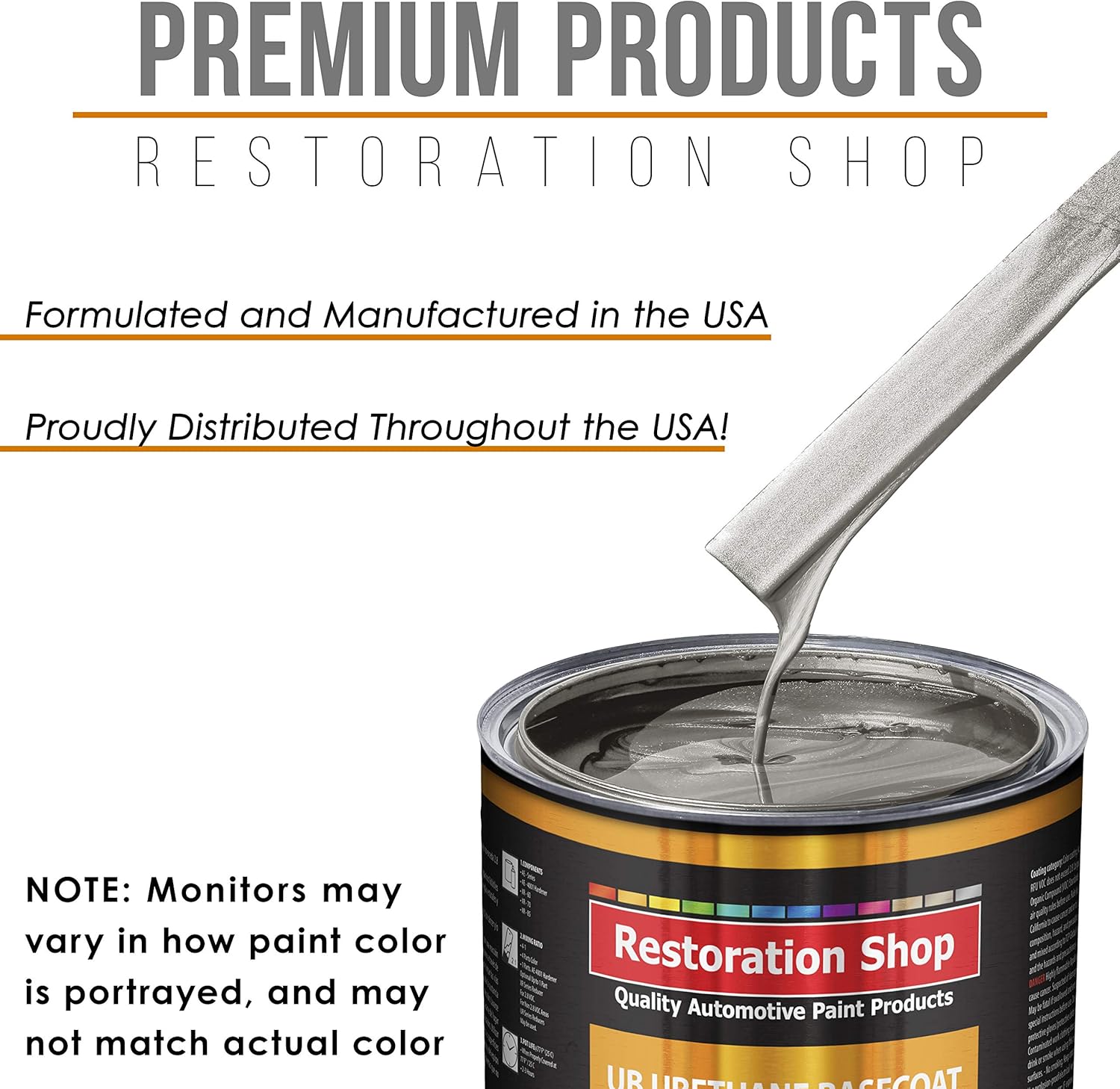Restoration Shop - Sterling Silver Metallic Urethane Basecoat Auto Paint - Gallon Paint Color Only - Professional High Gloss Automotive, Car, Truck Refinish Coating