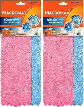 Macro Max Mikrofiber Ultra Emici Temizlik Bezi 4li Paket 30x29cm, I lt l  ve P r zs z Temizlik