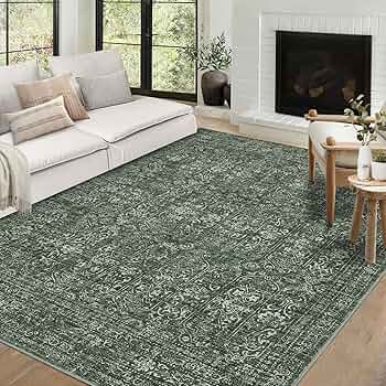 90s Vintage リネン100% L/S シャツ ペールグリーン XL Amazon.com: HOMFINE Machine Washable Rug 9'x12' - Vintage