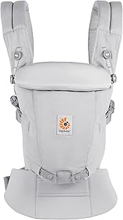 Ergobaby Adapt Babytrage für Neugeborene ab Geburt, 3-Positionen SoftTouch Cotton Ergonomische Babybauchtrage Rückentrage Baby-Tragetasche, Pearl Grey