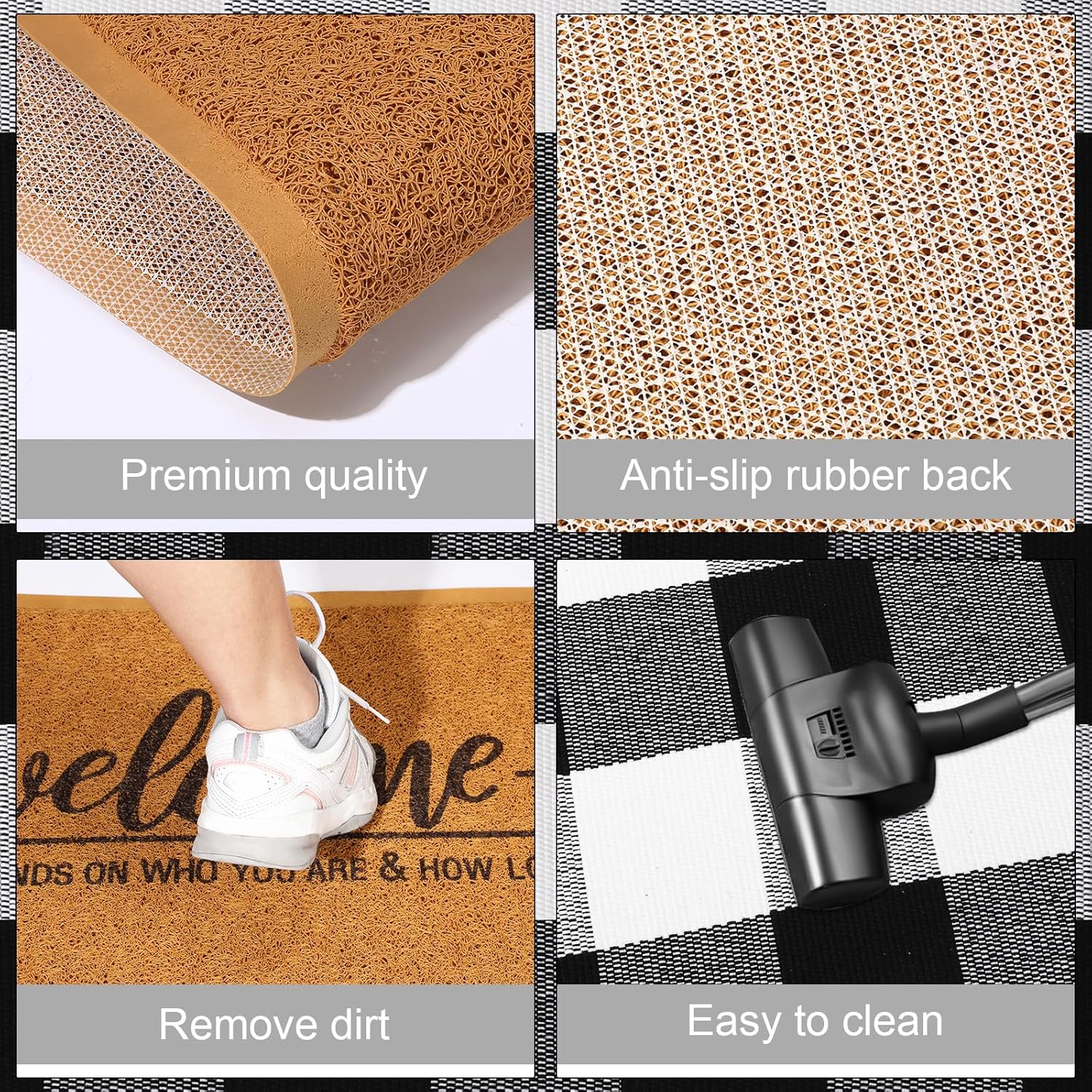 Black and White Check Rugs Welcome Mats, B574B
