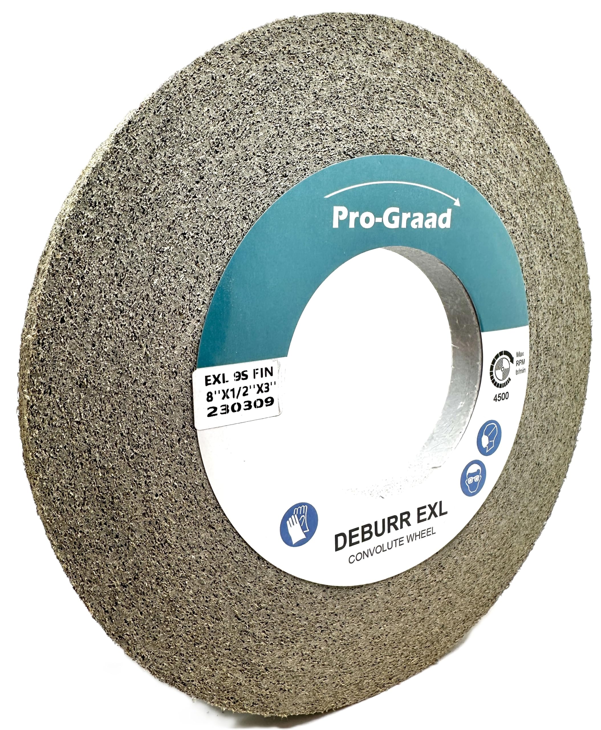 Pro-Graad EXL Deburring Wheel - 8" x 1/2" x 3" 9S Fine Grit - Silicon Carbide - Metal Deburring, Finishing and Polishing Wheel - Convolute - 05791 - (