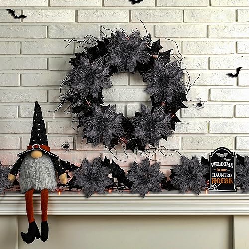 Miniatura 4 de RECUTMS 10 paquetes de flores de Pascua artificiales con purpurina para decoración de bodas, árbol de Navidad, Año Nuevo, guirnalda de Navidad