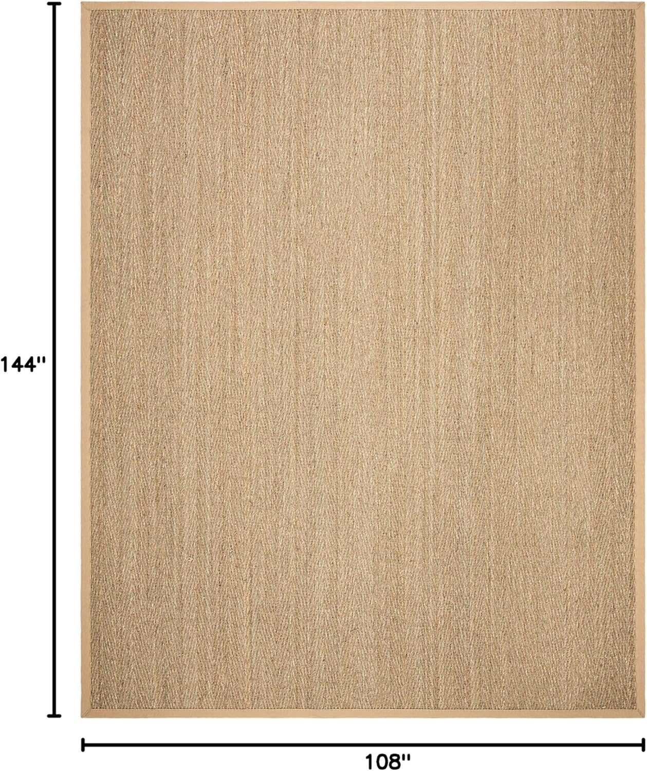 SAFAVIEH Area Rug 9x12 - Natural Fiber Collection - Large - Natural & Beige, Seagrass, Herringbone Pattern with Border (NF115A)