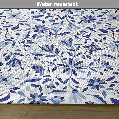 Miniatura 393 de Ambesonne Juego de 4 manteles individuales amarillos y azules, diseño de flores de primavera, flores vibrantes, manteles individuales de tela Azul