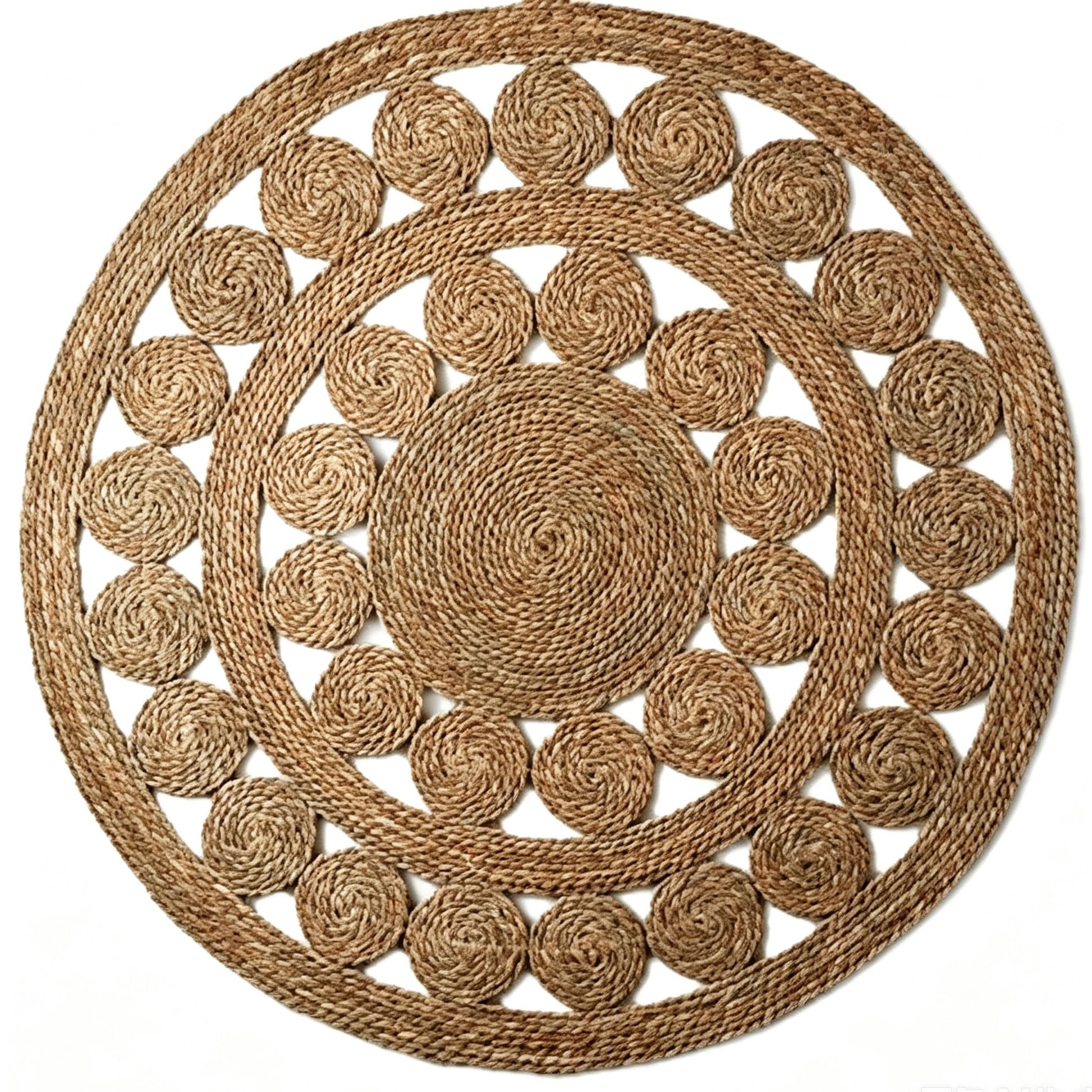 Tapis Rond en Fibres Naturelles - Tissé Main et Tressé
