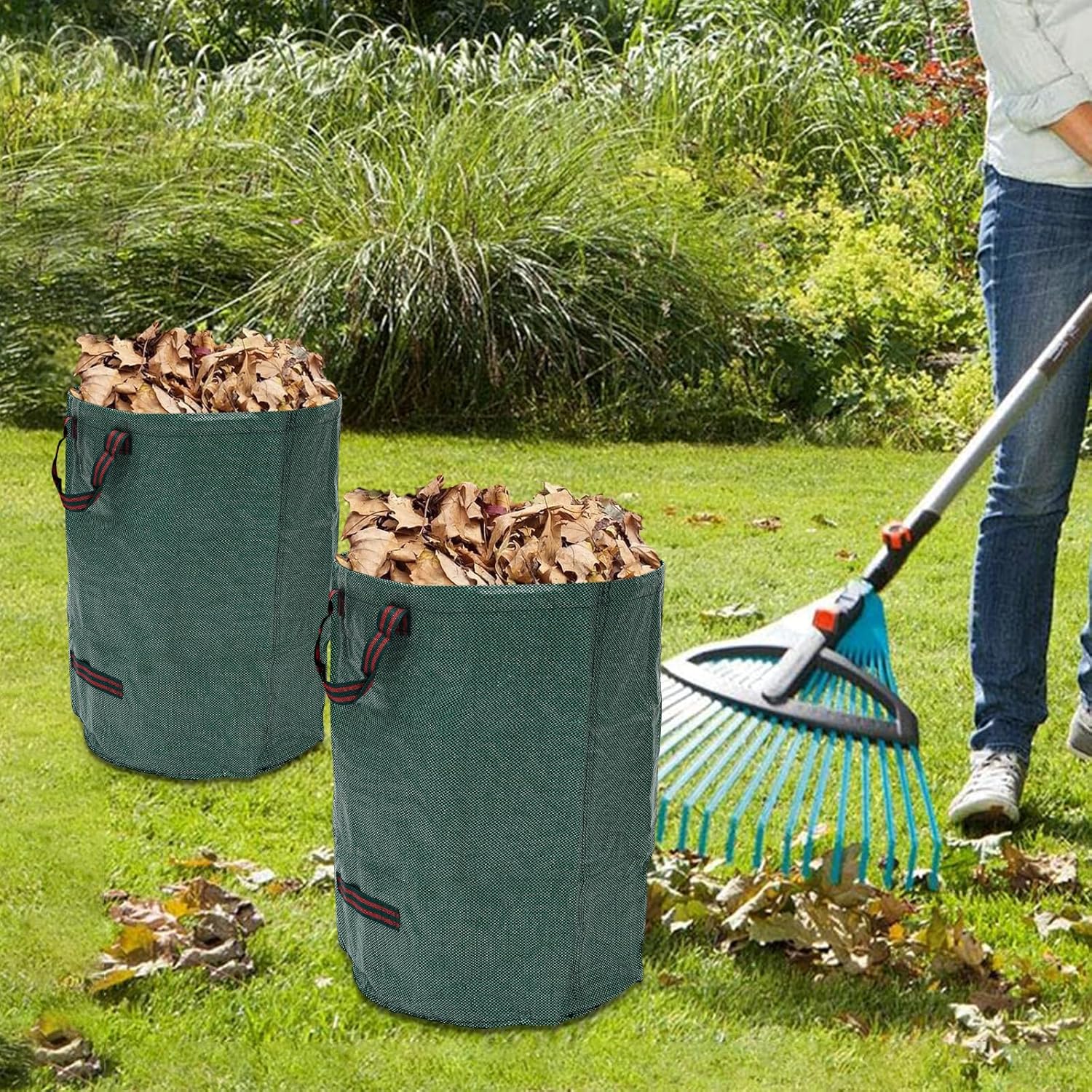 2x Lawn Garden Bags Reusable Yard Leaf Waste Bags-Storage Bag, Trash Can 106 Gal