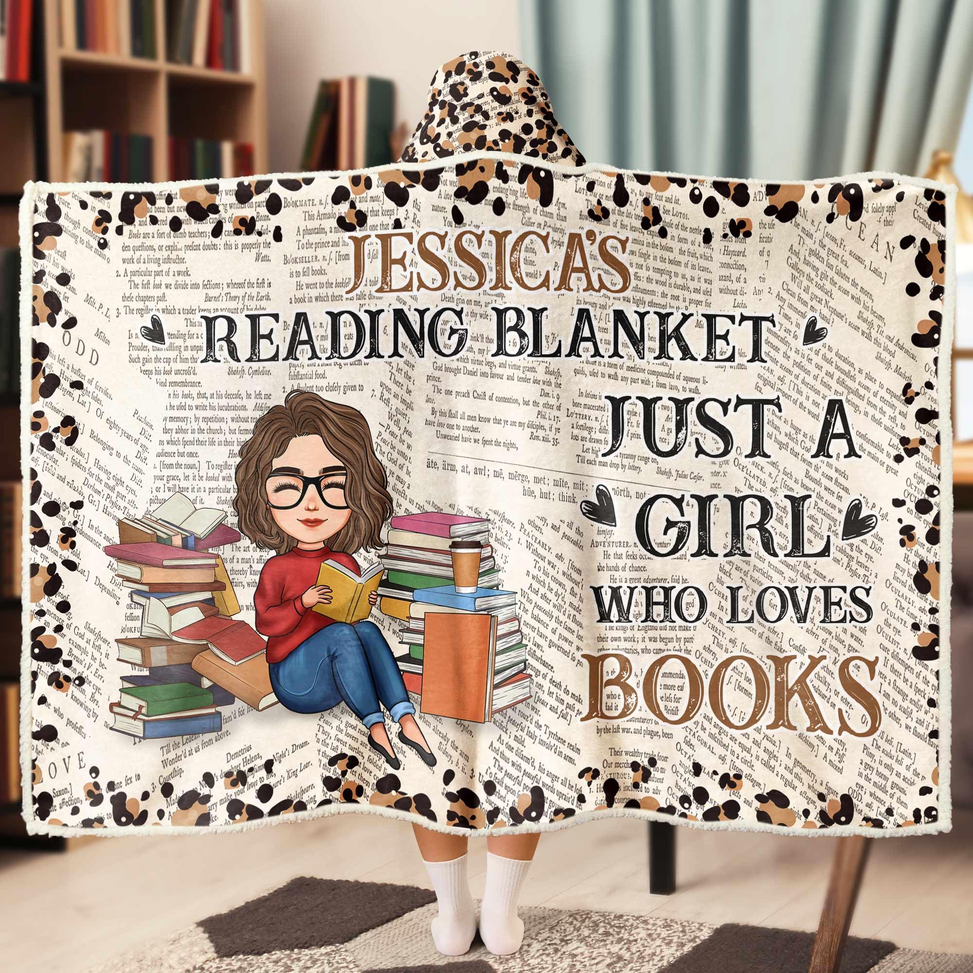 Macorner Personalized Wearable Hooded Blanket, Book Lovers Gifts for Reading Lover Bookish, Literary Gift Ideas, Bookworm Gifts