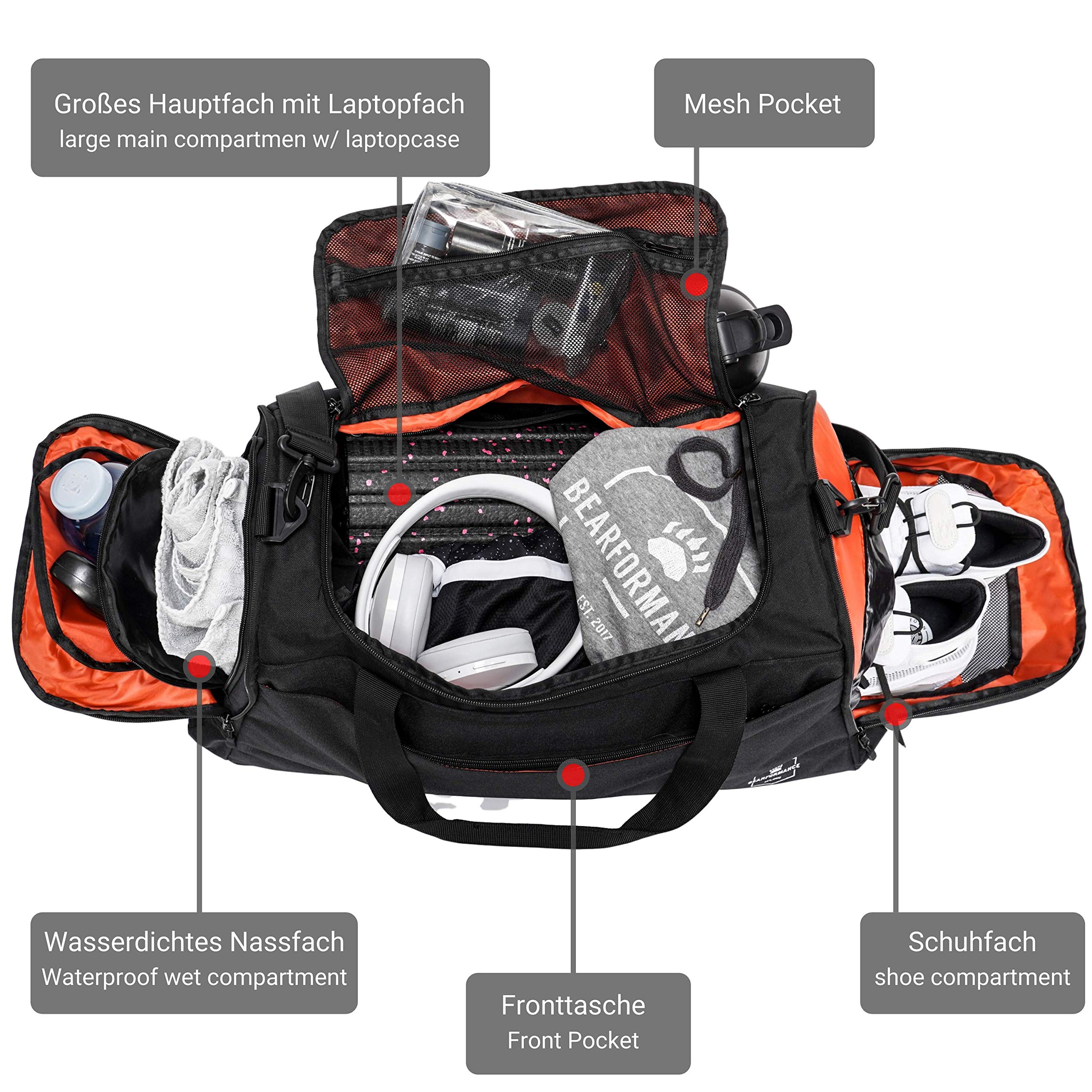 Ultimate Sportbag – Borsa sportiva per uomini e donne con scomparto extra per scarpe e scomparto umido con funzione zaino per sport, allenamento, ym, viaggio