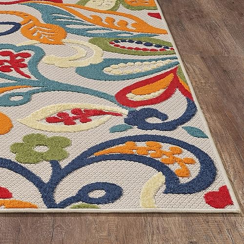 Miniatura 7 de HomeRoots Alfombra floral jacobea de 7 x 9 pies para interiores y exteriores