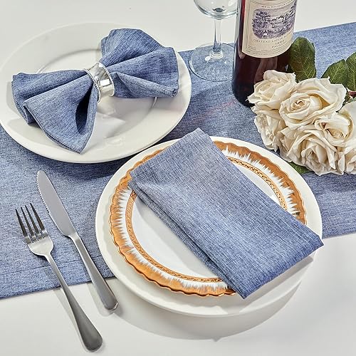 Miniatura 2 de Mebakuk Juego de 6 servilletas de tela de primera calidad de 17 x 17 pulgadas, lavables en color liso, estilo lino, servilletas de mesa suaves para