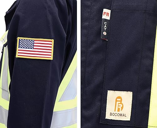 Miniatura 5 de BOCOMAL FR Coverall - Overol de alta visibilidad ignífugoignífugo de alta visibilidad con grifos reflectantes de 4 pulgadas