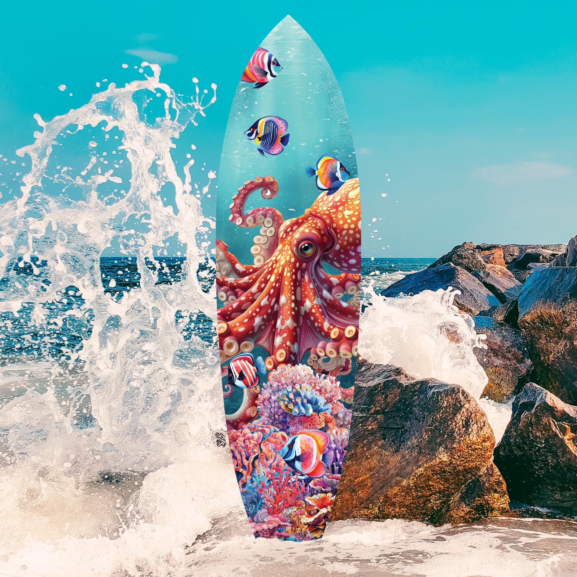 Amazon.com: JennyGems Outdoor Octopus Surfboard Wall Art, Octopus
