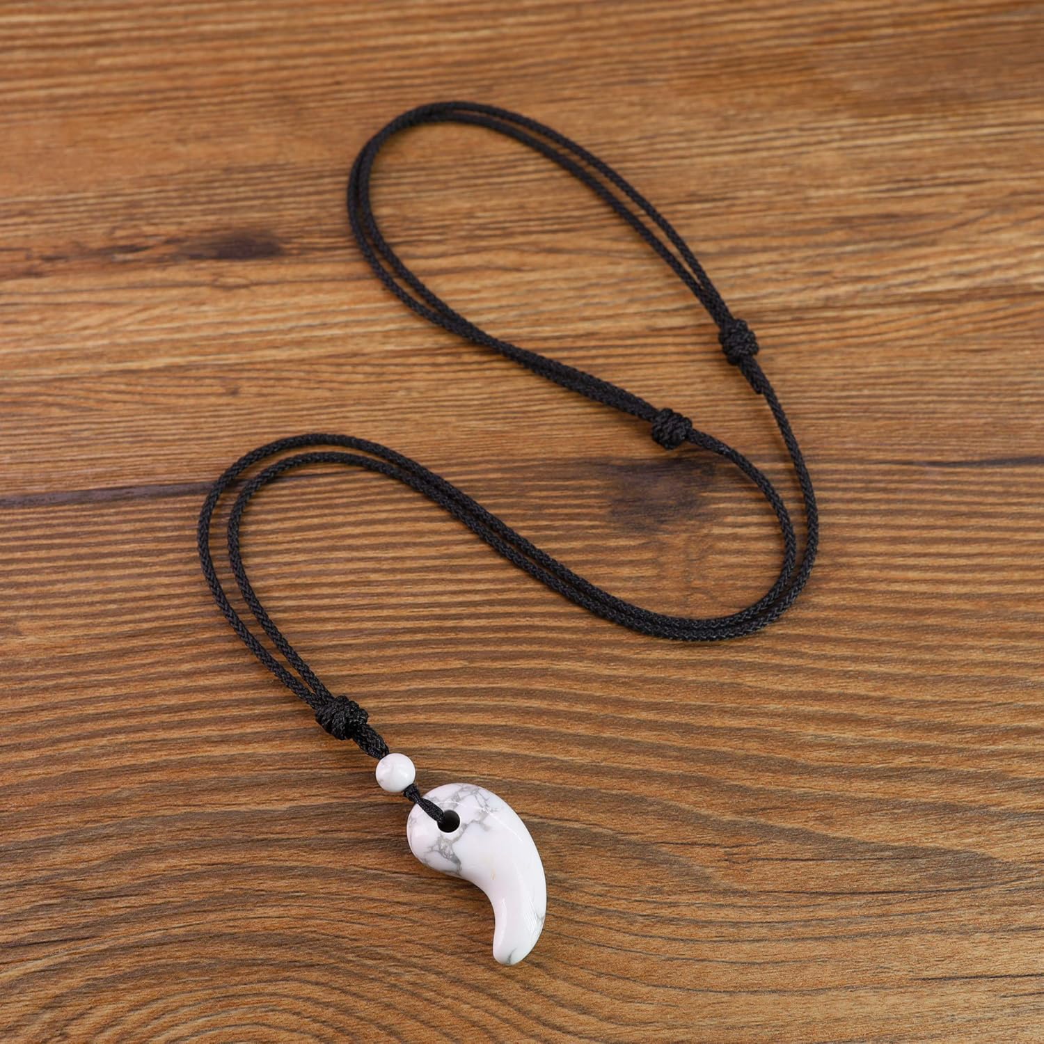 Grounding Howlite Magatama Natural Stones Pendant Janpanese Necklace - Image 5