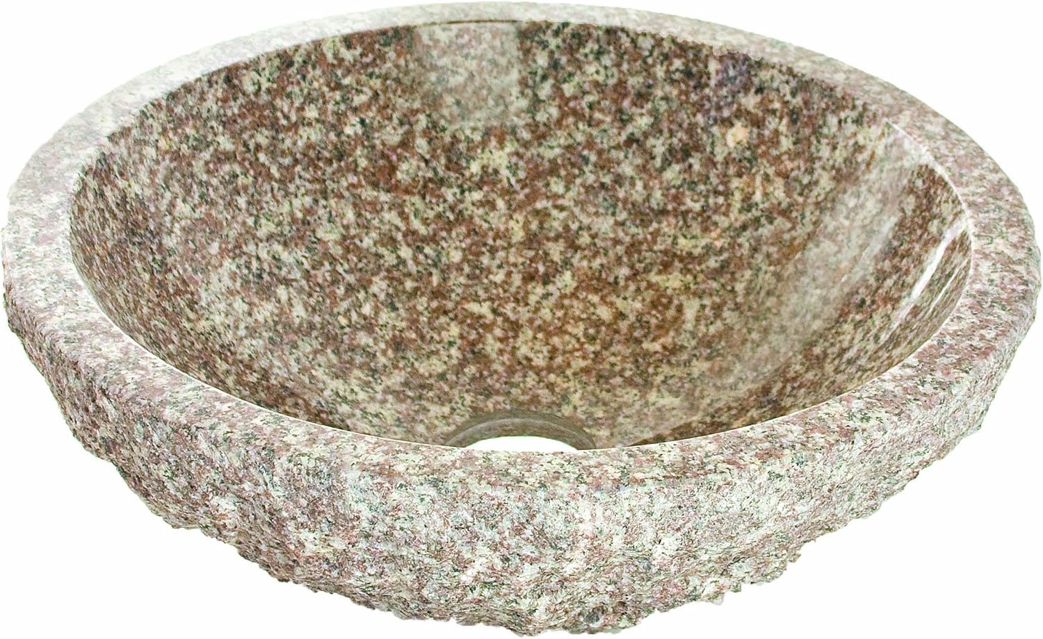 Luxo Marbre BGRN G664 Natural Finish Granite Stone Bowl, Vibrant Pink