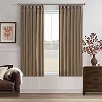Vista 72 de Cortinas de lino plegadas de 108 pulgadas, juego de 2 paneles para sala de estar, dormitorio, estilo granja rústica, con pestaña trasera, plegadas