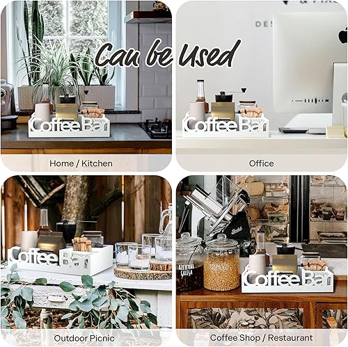 Miniatura 6 de ADDFIT HOUSE Organizador de estación de café, estación de café de oficina, accesorios de barra de café de madera, contenedor de almacenamiento para