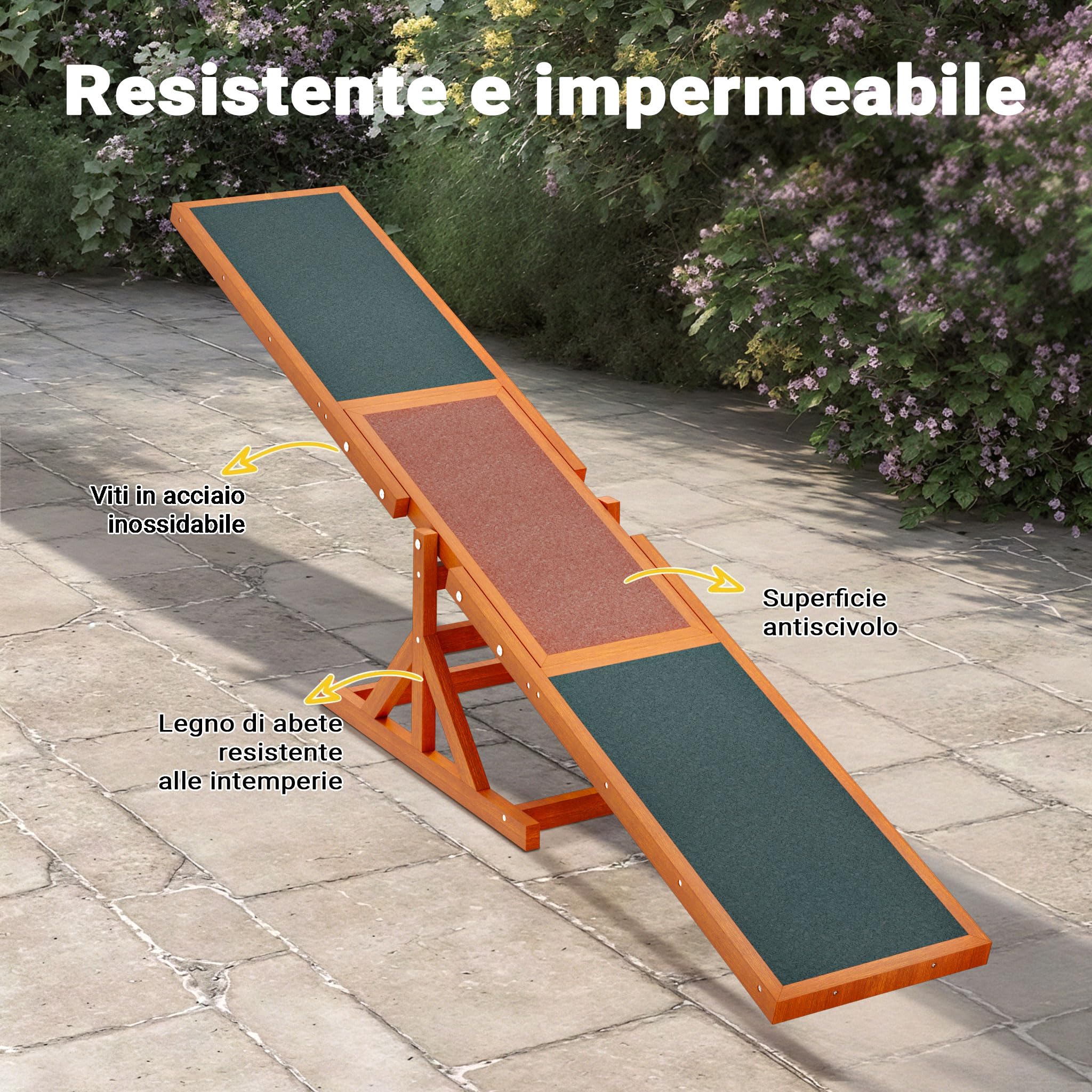 Bascula agility dog 180x30x30cm Altalena per cani di taglia grande e piccola Addestramento Ostacoli