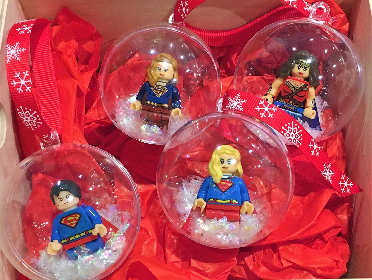 Valentines Handmade Gift SUPERHERO Christmas baubles gift set present