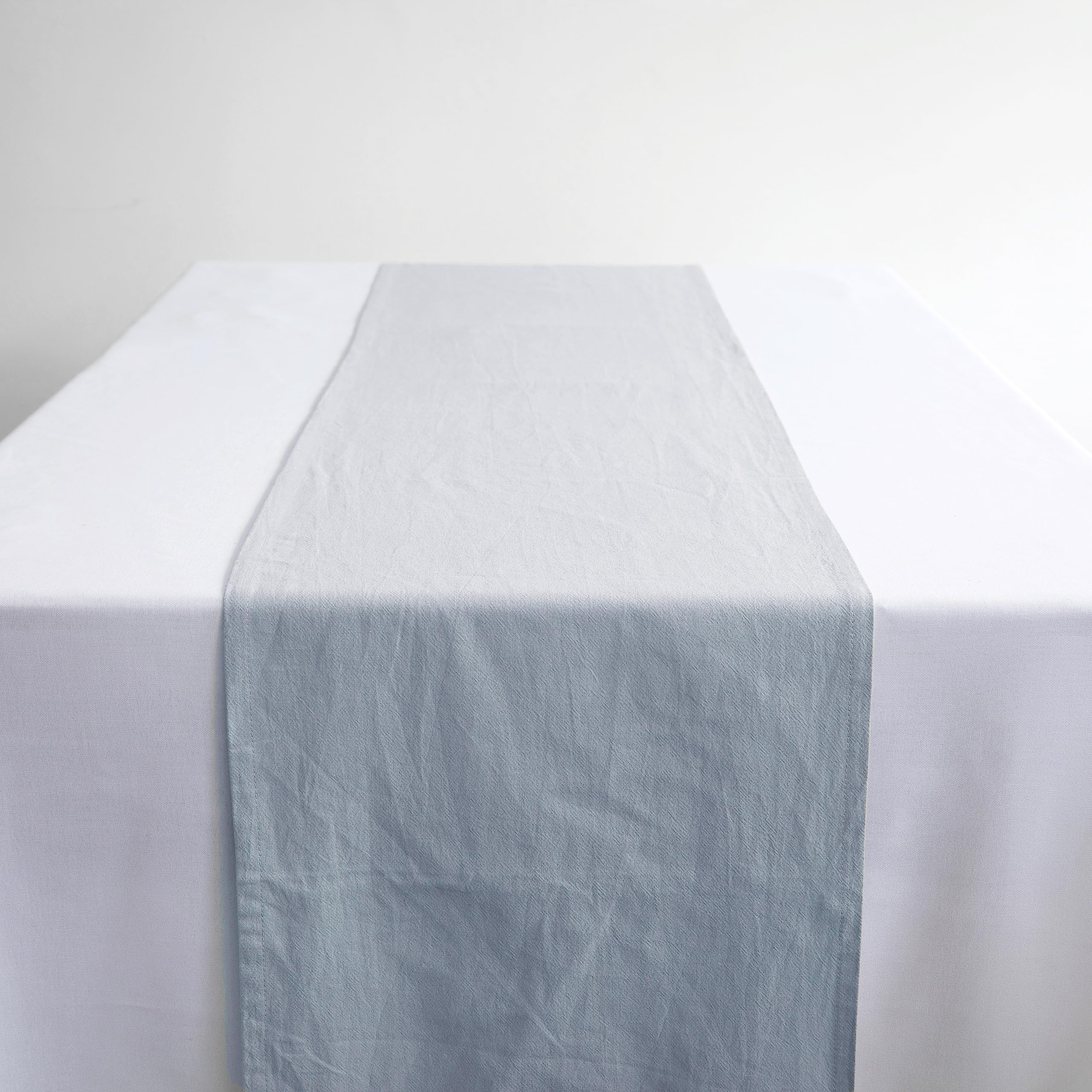Decor Essentials Dusty Blue Linen Stonewash Table Runners Cloths Wedding Decorative Tableware Settings Events (Dusty Blue)