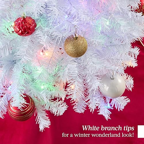 Miniatura 24 de Best Choice Products Árbol de Navidad blanco preiluminado, decoración artificial delgada de 6 pies con luces blancas incandescentes, árbol delgado