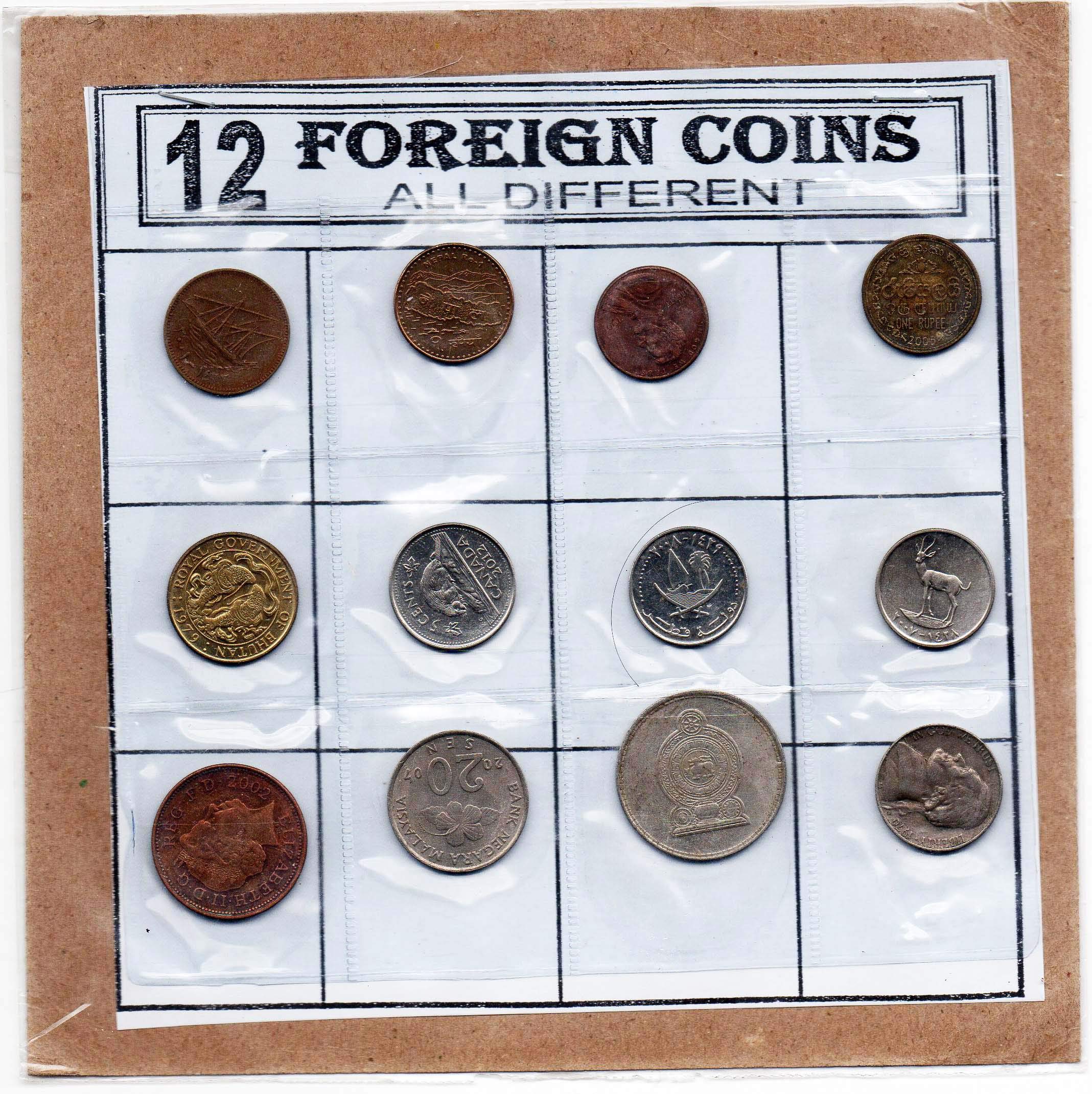 GOLD MINT Pocket Coin Album with 12 Different World Coins Set 1960