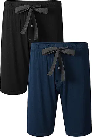 DAVID ARCHY Mens Sleep Shorts Bamboo Rayon Lounge Bottoms Soft Comfy Pajama Wear Pants in 2 Pack