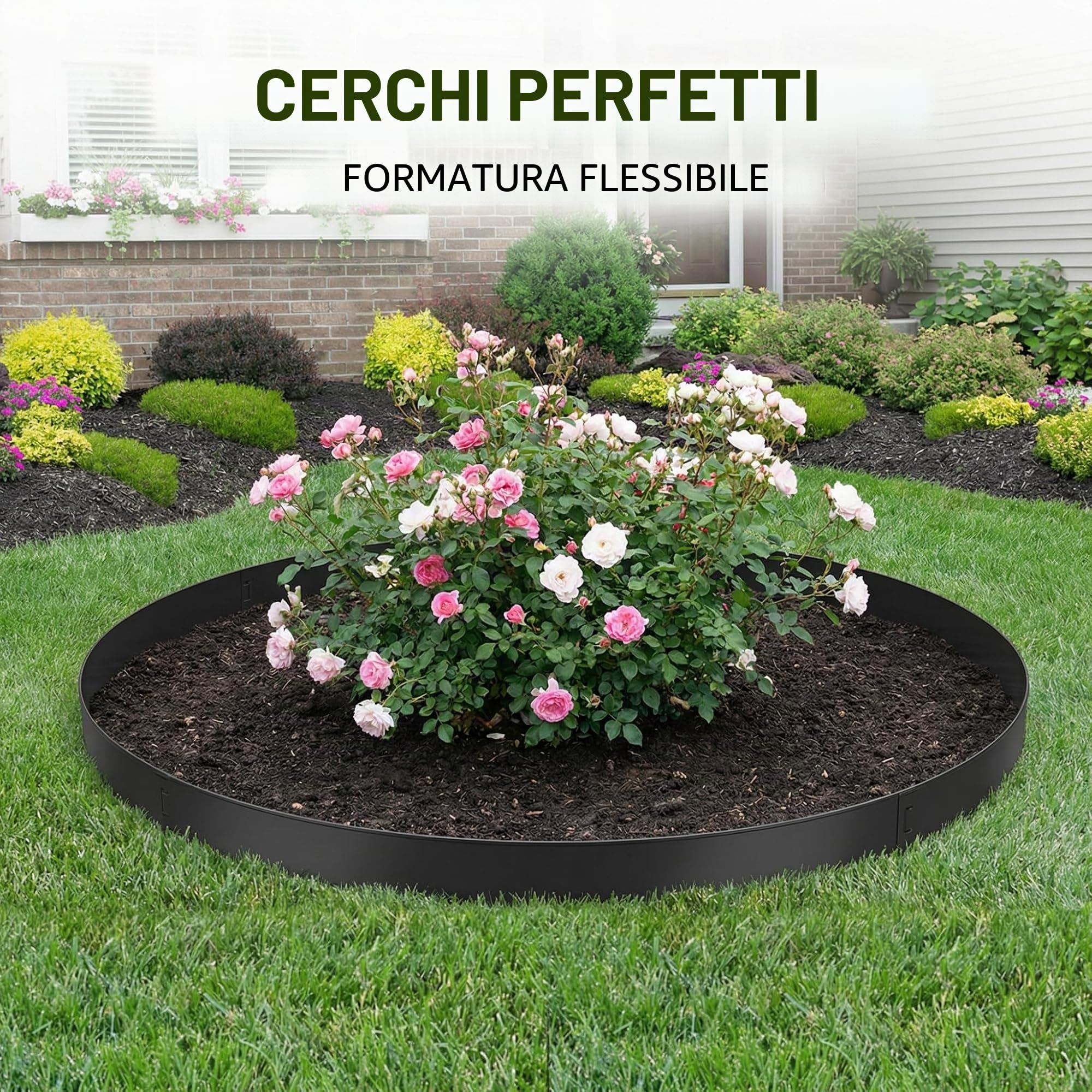 Aufun Bordo per prato in metallo, 10 m x 18 cm, zincato, per aiuole, 10 pezzi, 100 cm x 18 cm (lunghezza x altezza), (HAG8502B)