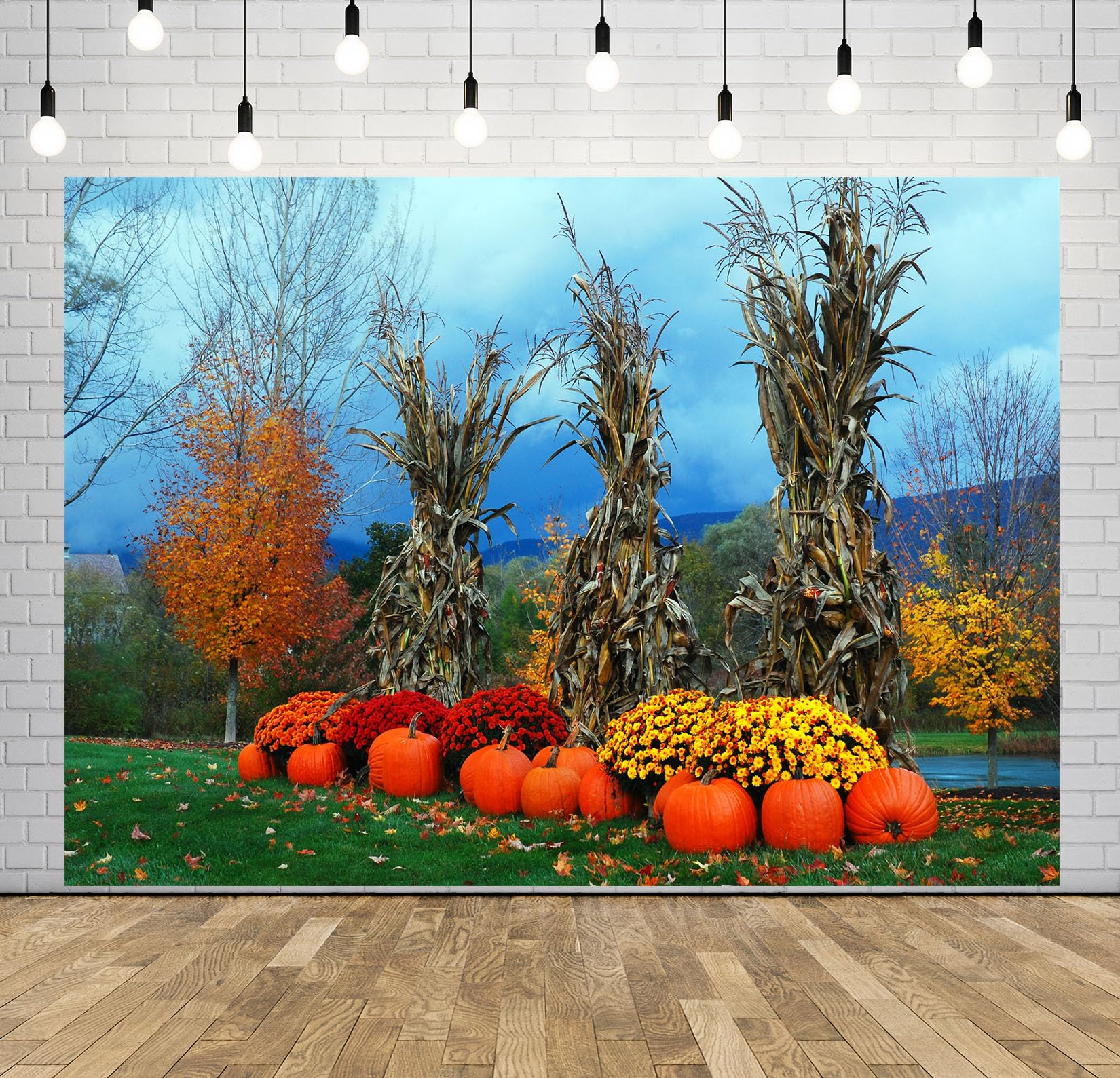 15x8FT (4.6x2.5m) Raccolto Di Zucche E Mais Sfondo Fotografico