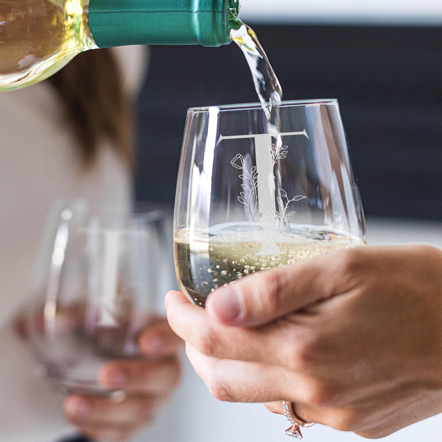 Personalized Wine Glass for Women - 20oz Letter A-Z Initial Engraved Monogram Stemless Wine, Monogram Gifts for Wedding, Birthday, Friend, Anniversary, Christmas, Mom, Grandma, Wife, Bridesmaid (A) - Image 6