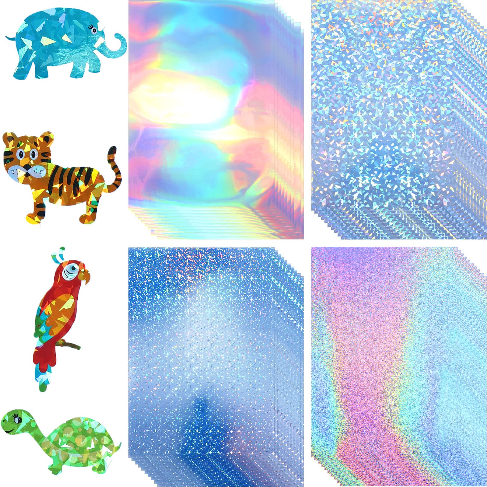 Buy 60 Pcs Printable Vinyl Sticker Paper Holographic Sticker Paper A4 8
