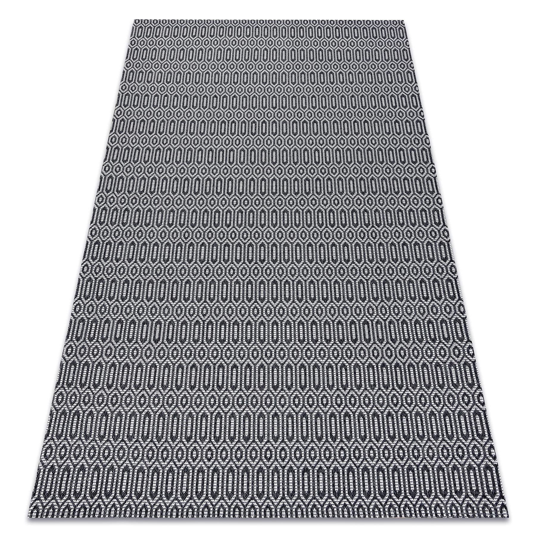 Tapis CASA ECO SIZAL Boho noir et gris en coton recyclé 133x190 cm pour chambre