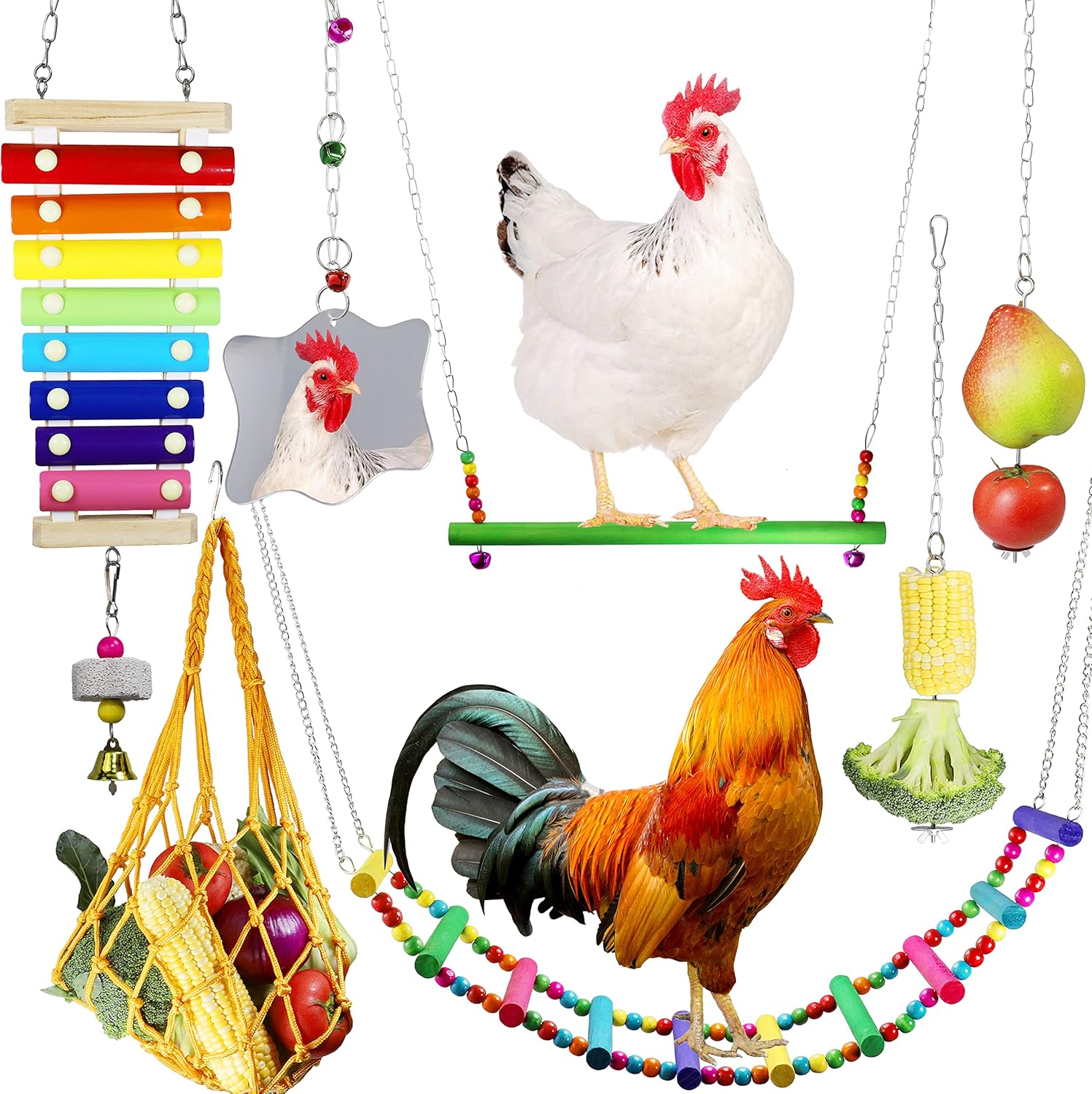 Chicken Toys for Coop, PBIEHSR 7 PCS Chicken Xylophone