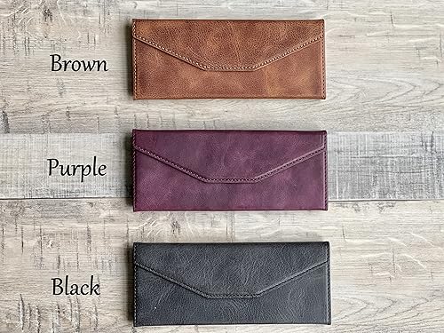 Miniatura 2 de HARDISTON Funda de cuero genuino hecha a mano para gafas de sol, suave protectora plegable bolsa de gafas delgada para mujeres y hombres, Negro -