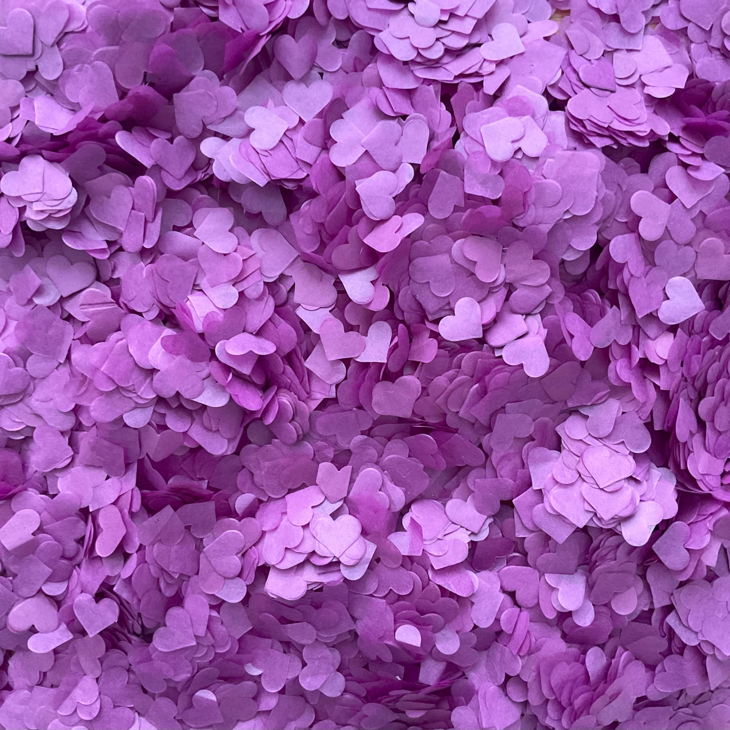 Biodegradable Heart Wedding Confetti | Eco-Friendly Tissue Paper Hearts | Many Colours (Plum, Small (50g) 15 Handfuls)
